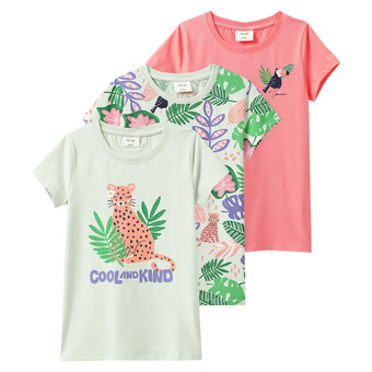 3 Mädchen T-Shirts mit bunten Motiven