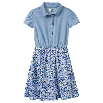 Mädchen Kleid mit Denim-Optik