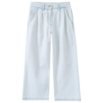 Mädchen Wide-Leg-Jeans in heller Waschung