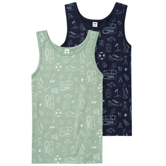 2 Jungen Unterhemden mit Fußball-Motiven