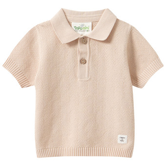 Newborn Poloshirt mit Strickstruktur