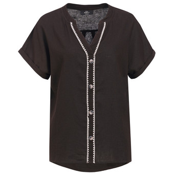 Damen Leinen-Bluse mit Zierknöpfen