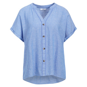 Damen Leinen-Bluse mit Zierknöpfen