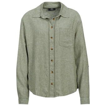 Damen Leinen-Bluse mit Brusttasche