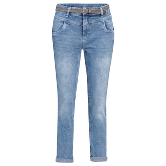 Dames slim fit-jeans met gevlochten riem