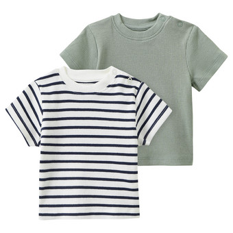 2 Newborn T-Shirts mit Rippstruktur