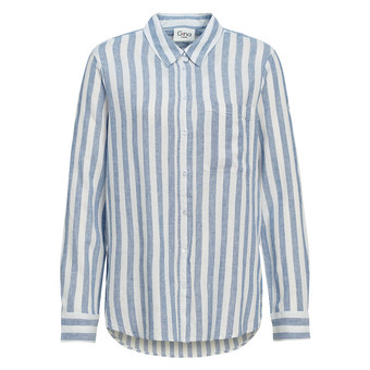 Damen Leinen-Bluse mit Streifen