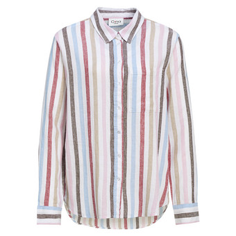 Damen Leinen-Bluse mit Streifen