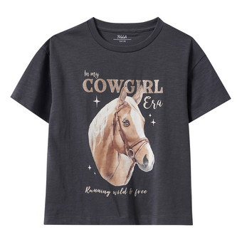 Mädchen T-Shirt mit Pferde-Print