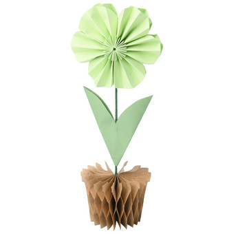 Kleine decoratieve houder met papieren bloem