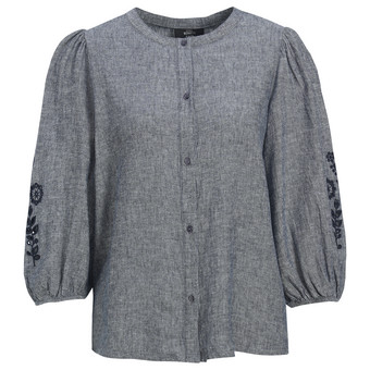 Damen Leinen-Bluse mit Spitze