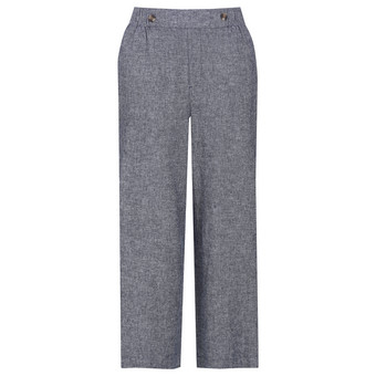 Damen Leinen-Culotte mit Elastikbund