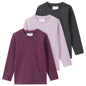 3 Mädchen Langarmshirts in Unifarben