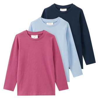3 Mädchen Langarmshirts in Unifarben