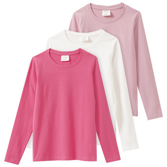 3 Mädchen Langarmshirts in Unifarben