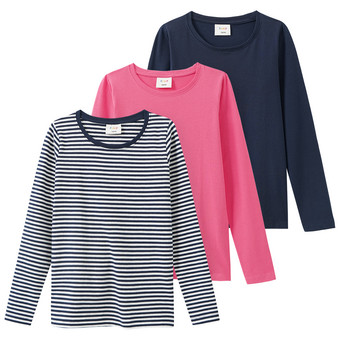 3 Mädchen Langarmshirts im Set