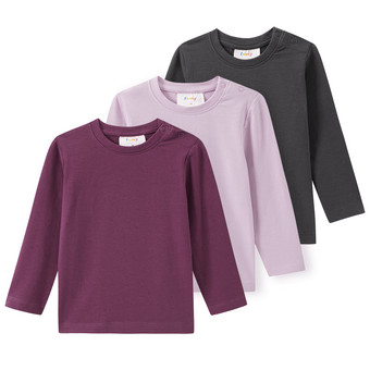 3 Baby Langarmshirts in Unifarben