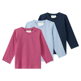 3 Baby Langarmshirts in Unifarben