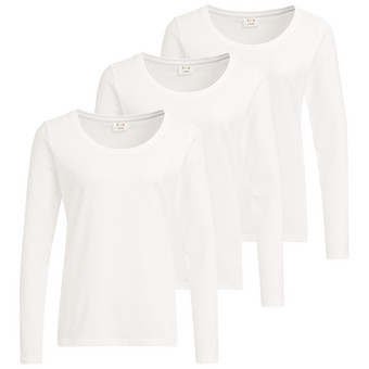 3 Damen Langarmshirts im Basic-Look