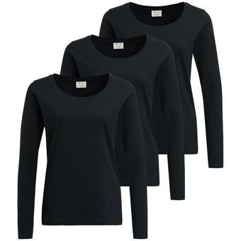 3 Damen Langarmshirts im Basic-Look