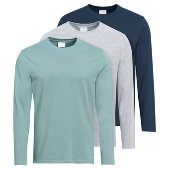 3 Herren Langarmshirts im Basic-Look