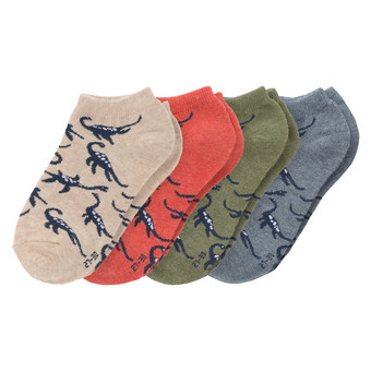 4 Paar Jungen Sneaker-Socken mit Dino-Motiven