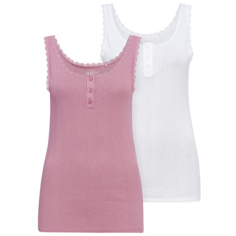 2 Damen Unterhemden mit Ajour-Muster