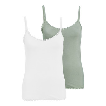 2 Damen Unterhemden mit Spitze