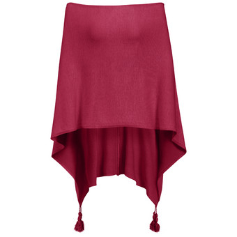 Damen Poncho mit Tasseln