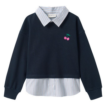 Mädchen Sweatshirt mit Bluseneinsatz