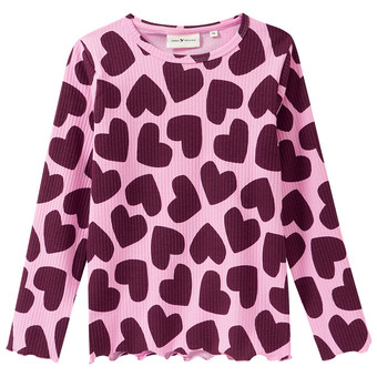 Mädchen Langarmshirt mit Herz-Allover