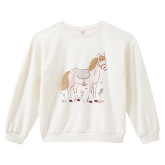 Mädchen Sweatshirt mit Pferde-Motiv