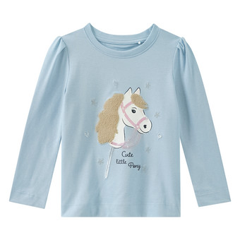 Mädchen Langarmshirt mit Pferde-Applikation