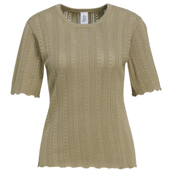 Damesgebreid shirt met golvende boorden
