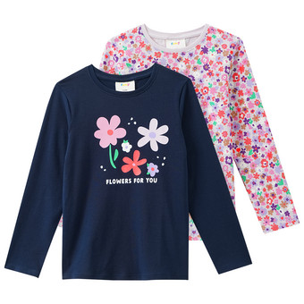 2 Mädchen Langarmshirts im Set