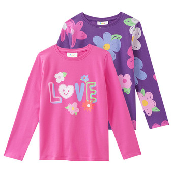 2 Mädchen Langarmshirts im Set
