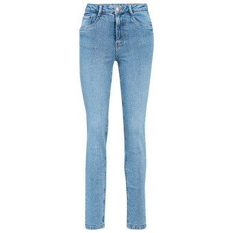 Damen Straight-Jeans mit Used-Waschung