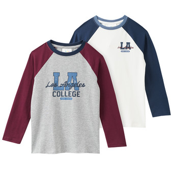 2 Jungen Langarmshirts mit Raglanärmeln