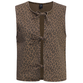 Damen Jeansweste im Leo-Look
