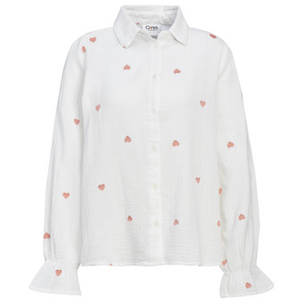 Damen Musselin-Bluse mit Herz-Stickerei
