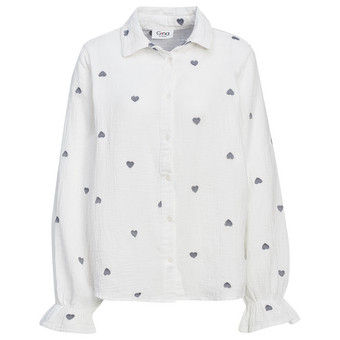 Damen Musselin-Bluse mit Herz-Stickerei