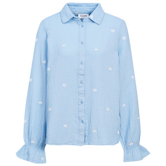 Damen Musselin-Bluse mit Herz-Stickerei
