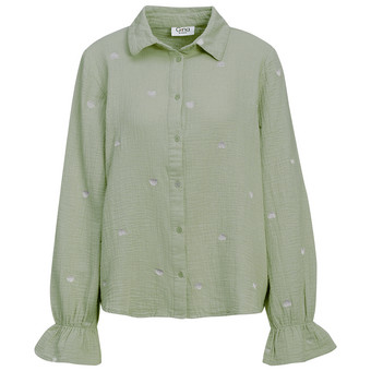 Damen Musselin-Bluse mit Herz-Stickerei