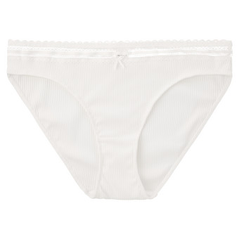 Damen Slip mit Rippstruktur und Spitze