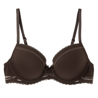 Dames beugel-bh met ribbelstructuur en kant