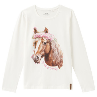 Mädchen Langarmshirt mit Pferde-Motiv