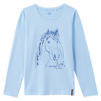 Mädchen Langarmshirt mit Pferde-Motiv