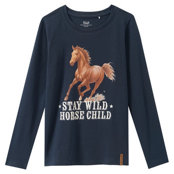 Mädchen Langarmshirt mit Pferde-Motiv