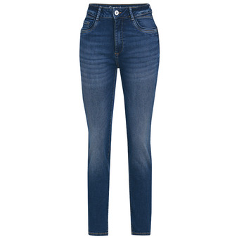 Dames slim fit-jeans met used-wassing