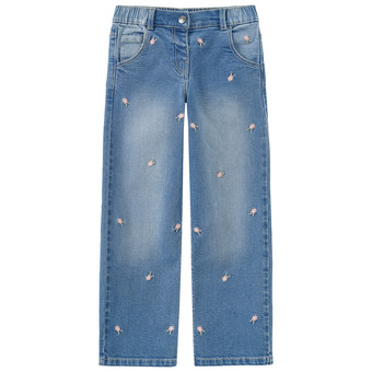 Mädchen Straight-Jeans mit Stickerei